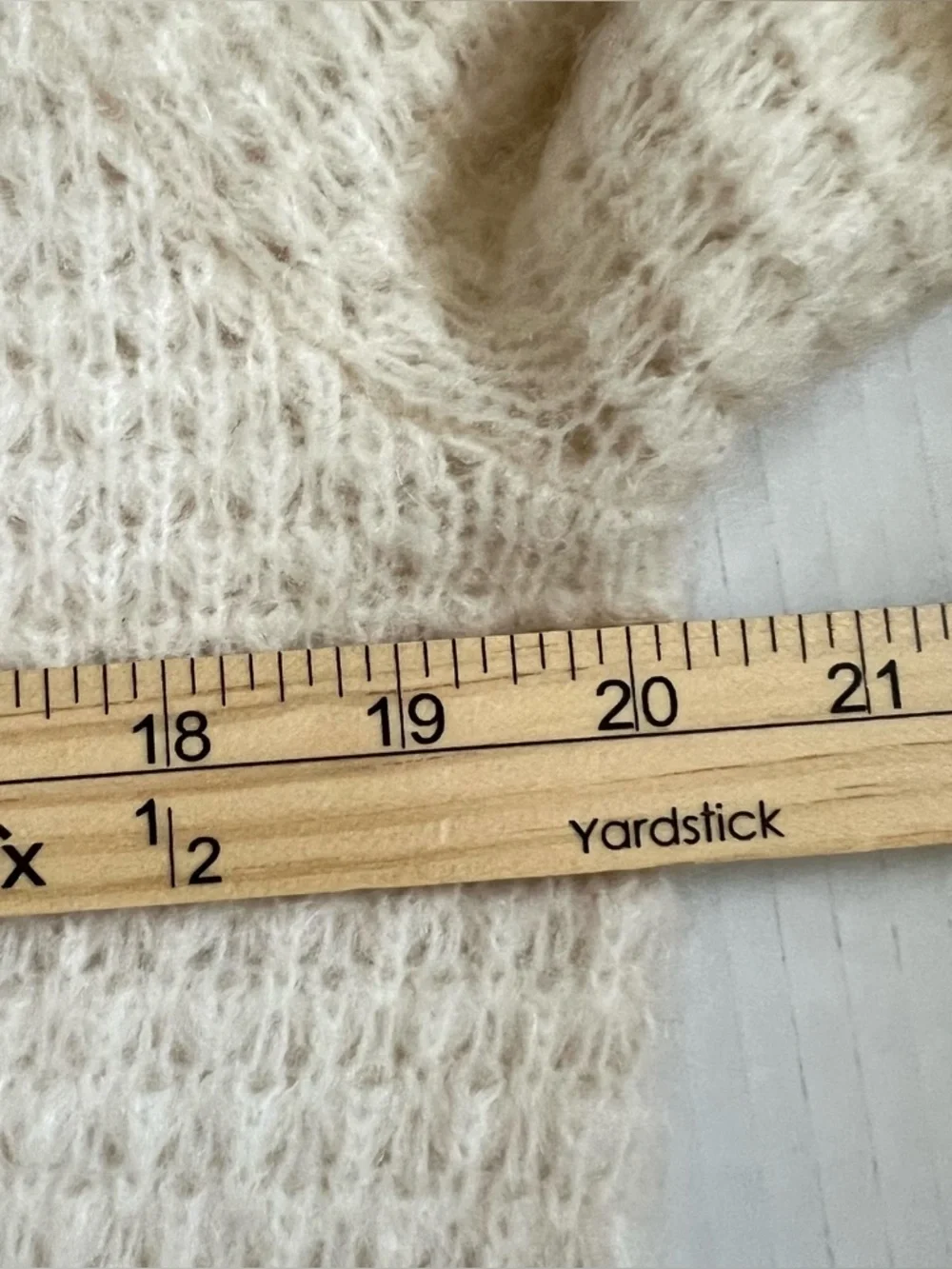 Sezane Solena Cardigan Sweater Kid Mohair Wool Ecru Large Fancy Knit Puff Sleeve - Picture 15 of 16